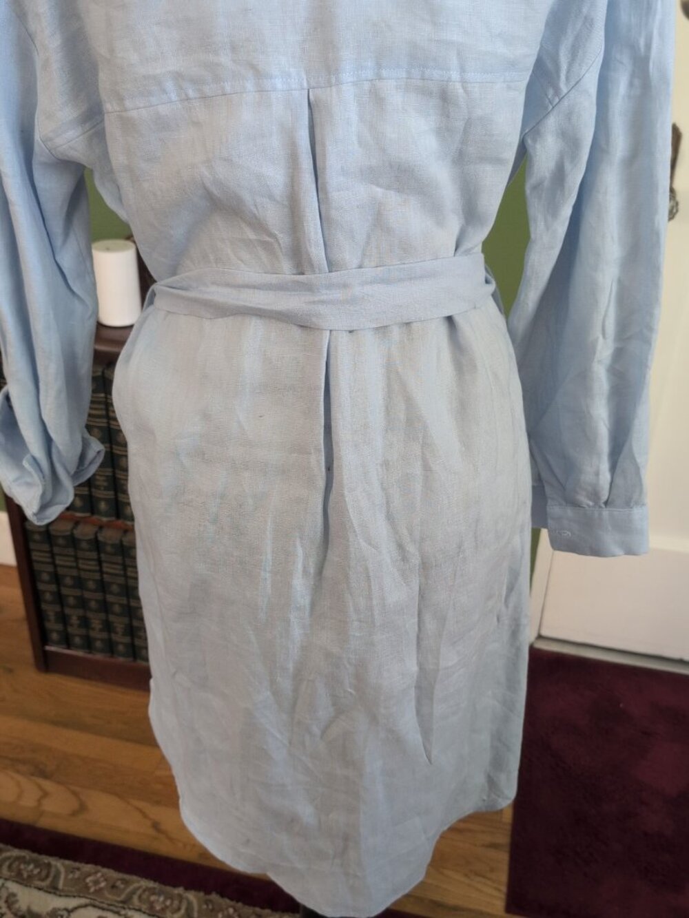 OnBir 100% Lite Blue Linen Dress NWT One Size - Picture 8 of 12